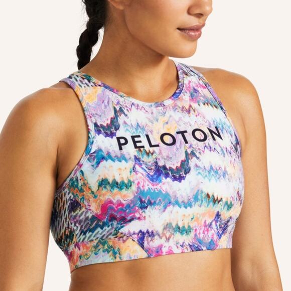 Peloton Sports Bra High Neck River Rock Wavy Groovy Top NWOT XS - Picture 3 of 11